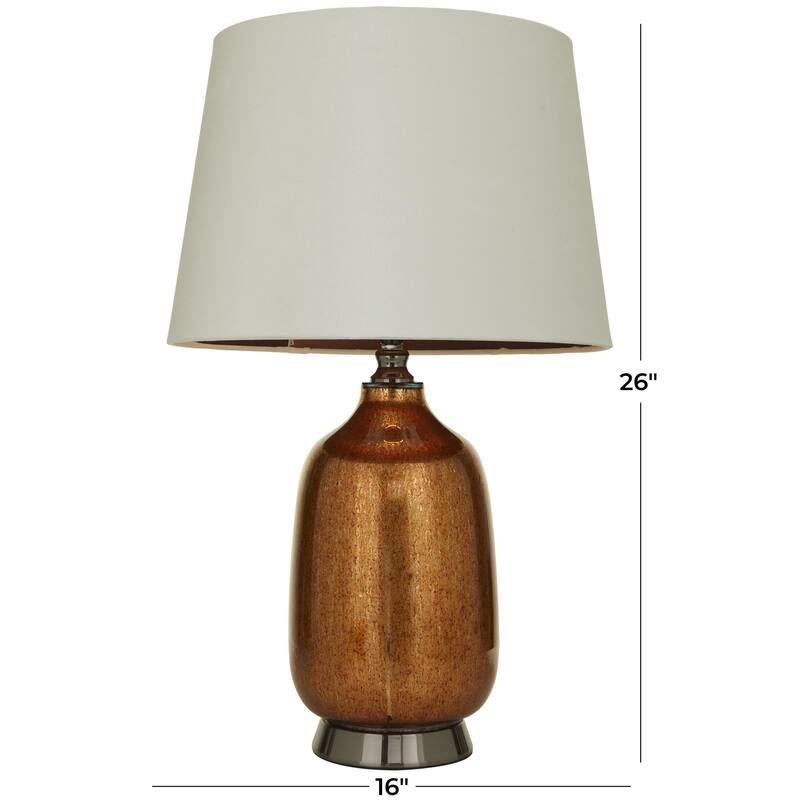 Glass Gourd Style Base Table Lamp with Tapered Shade - Copper - Roche River Decor - 16"W x 16"L x 26"H