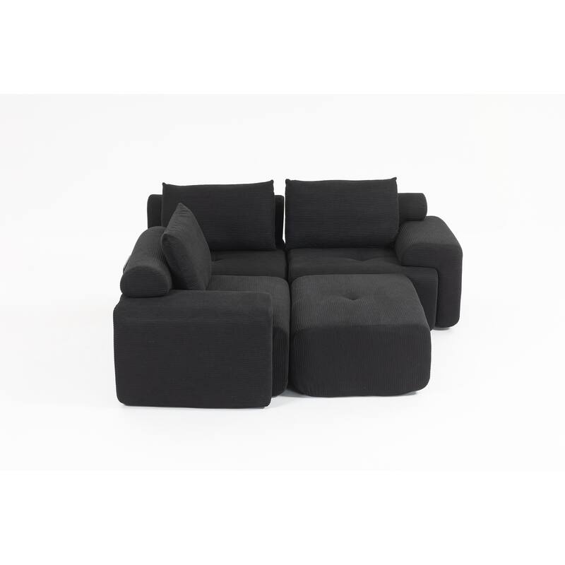 L-Shaped Sectional Couches for Living Room with Memory Foam - Black
