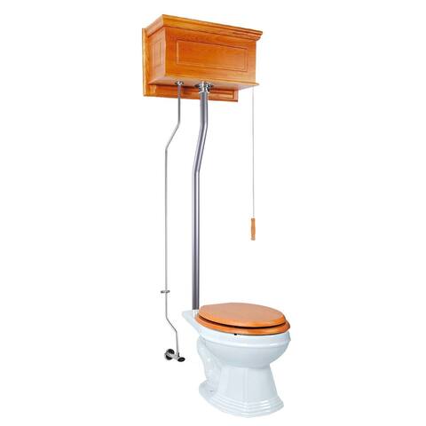 High Tank Toilets Light Oak Finish Finish Raised Tank Elongated Toilet Renovators Supply