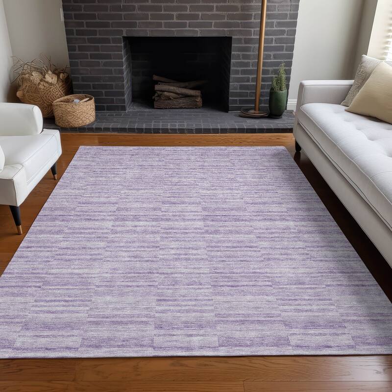Premium Washable Super Soft Ombre Geo Stripe Mayfield Rug - Plum - 10' x 14' - Rectangle