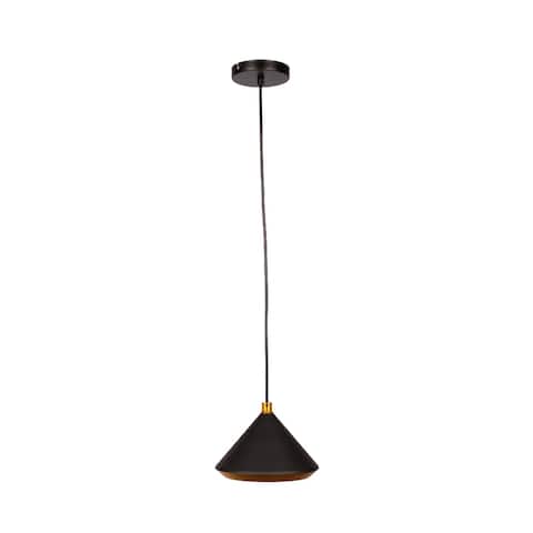 Matte Black Hanging Pendant Light with Gold Shade Interior