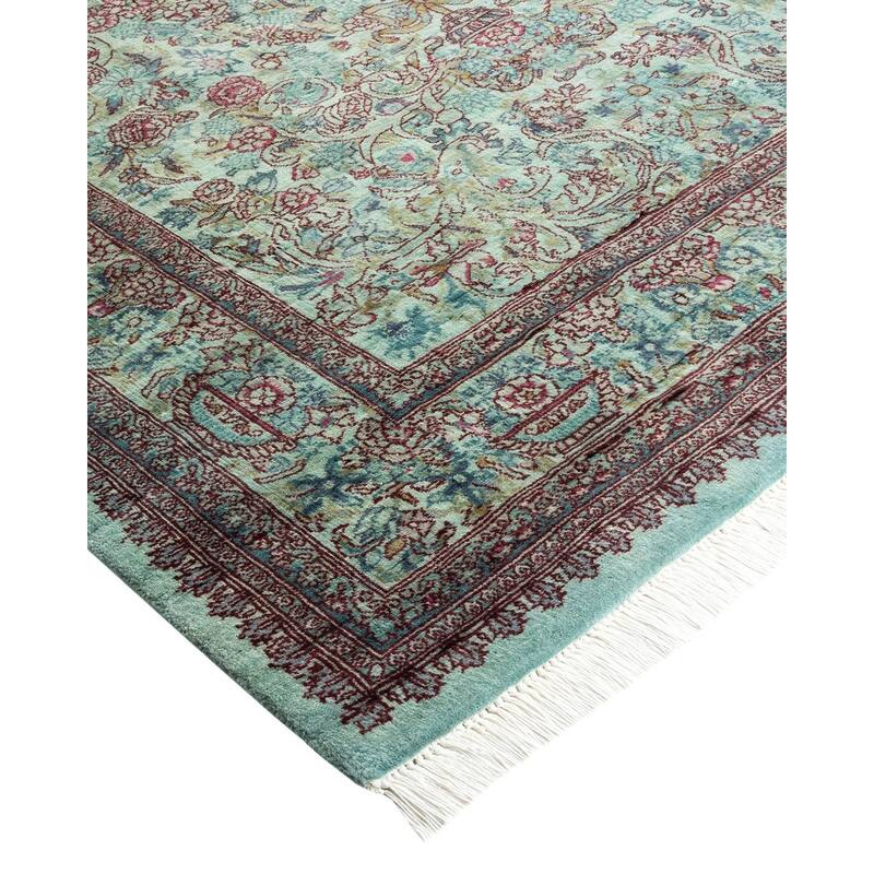 Overton Hand Knotted Wool Vintage Inspired Modern Contemporary Overdyed Blue Area Rug - 4' 1" x 6' 7"