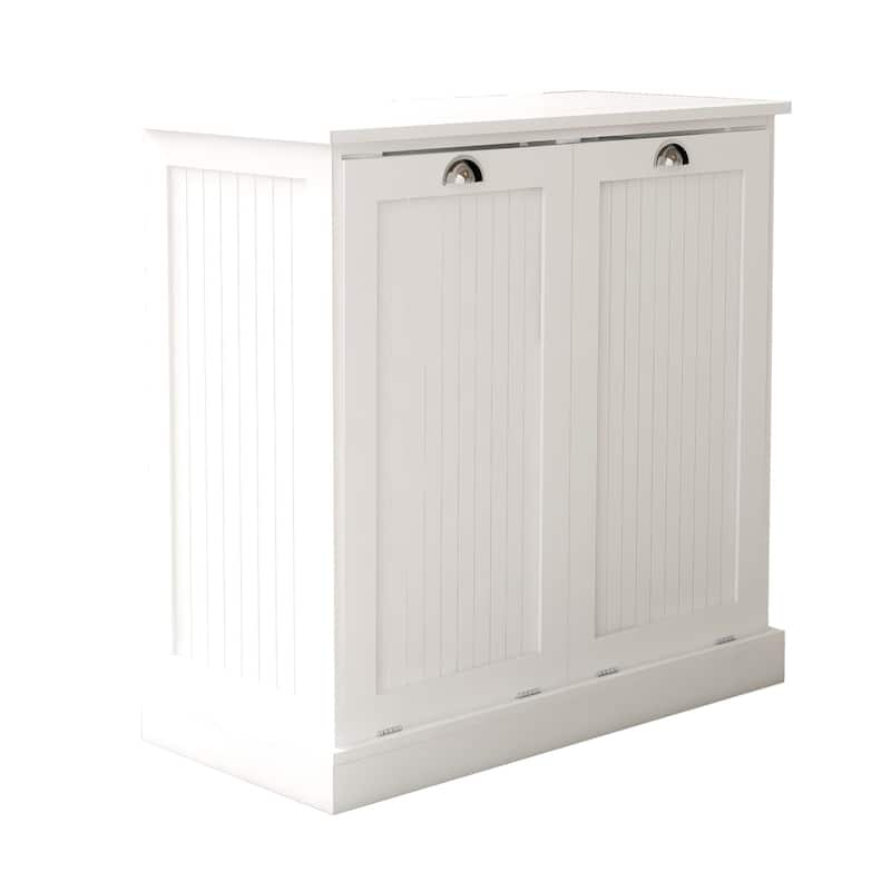 White 2-Compartment Tilt-Out Laundry Sorter Cabinet