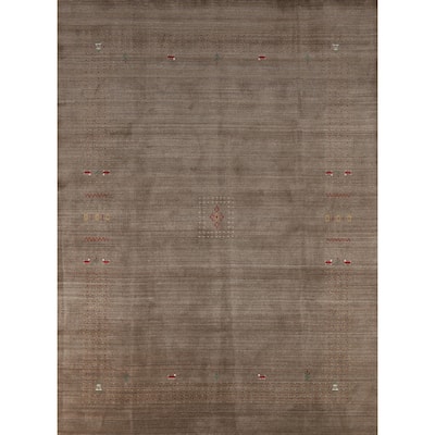 Hand Knotted Oriental 100% Wool Carpet Tribal Tribal Brown Gabbeh Area Rug - 9' 9'' X 7' 11''