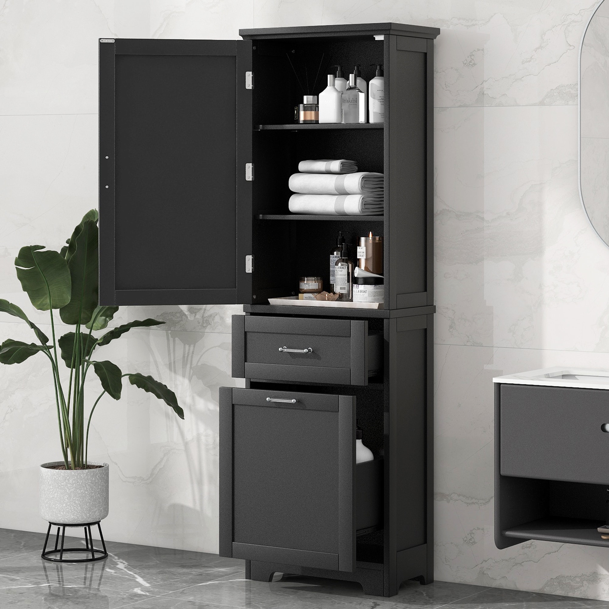 Tall Bathroom Storage Cabinet, Freestanding