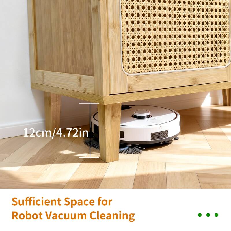 Rattan Buffet Cabinet with Storage Table Accent Sideboard with Doors - 29.5x15.3x32.2 inch