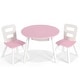 preview thumbnail 3 of 45, Costway Kids Wooden Round Table & 2 Chair Set w/ Center Mesh Storage - See Details Pink