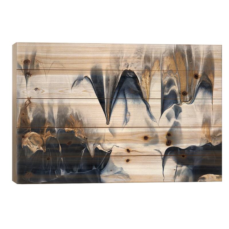 Abstract Flow II Print On Wood by Elisabeth Fredriksson - Multi-Color - 26x40x1.5