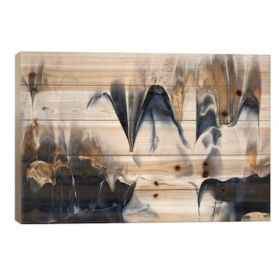 Abstract Flow II Print On Wood by Elisabeth Fredriksson - Multi-Color