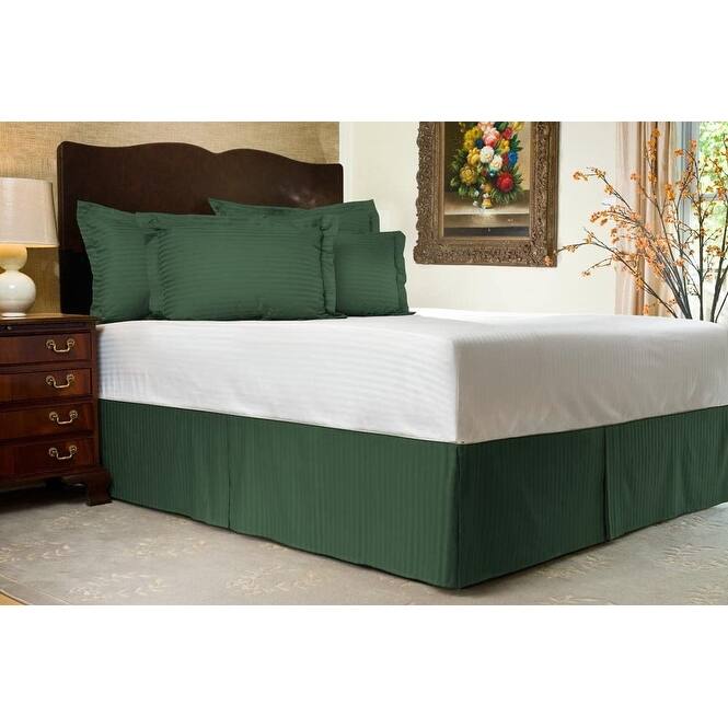 Tailored Bed Skirt, Pleated Sateen Striped Dust Ruffle with Split Corners