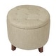preview thumbnail 3 of 10, Adeco Round Linen Storage Ottoman Tufted Fabric Footstool with Lid