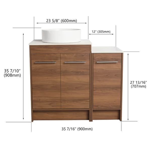 dimension image slide 6 of 17, BNK 24/36/48/60 Inch Bathroom Vanity with Sink, Freestanding Bathroom Vanity with Soft Close Doors and Adjustable Shelf