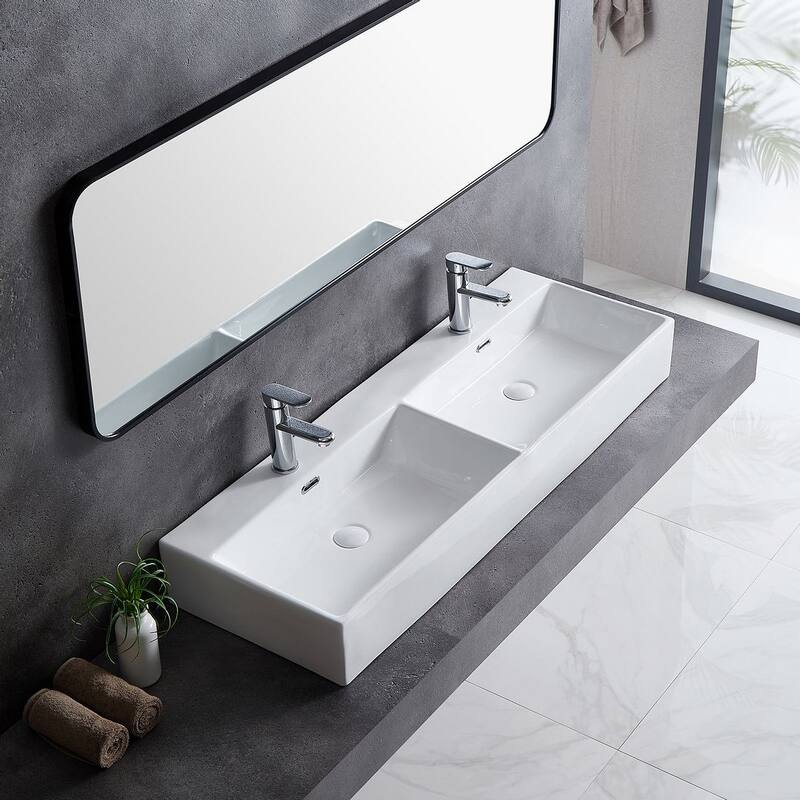 Eridanus 48" Double Basin Bathroom Vessel Trough Vanity Sink