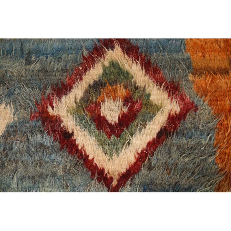 Hand Knotted Oriental 100% Wool Carpet Modern Tribal Oranges & Rust Moroccan Area Rug - 9' 11'' X 6' 8''