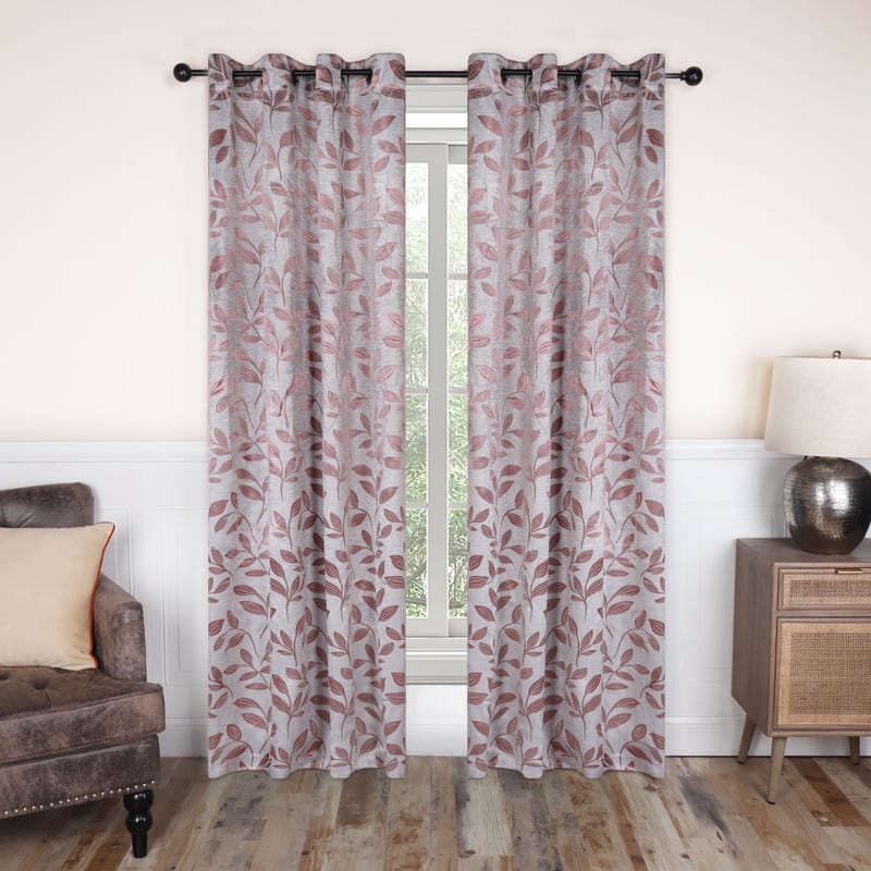 Superior Modern Bohemian Leaves Room Darkening Curtains with Grommets