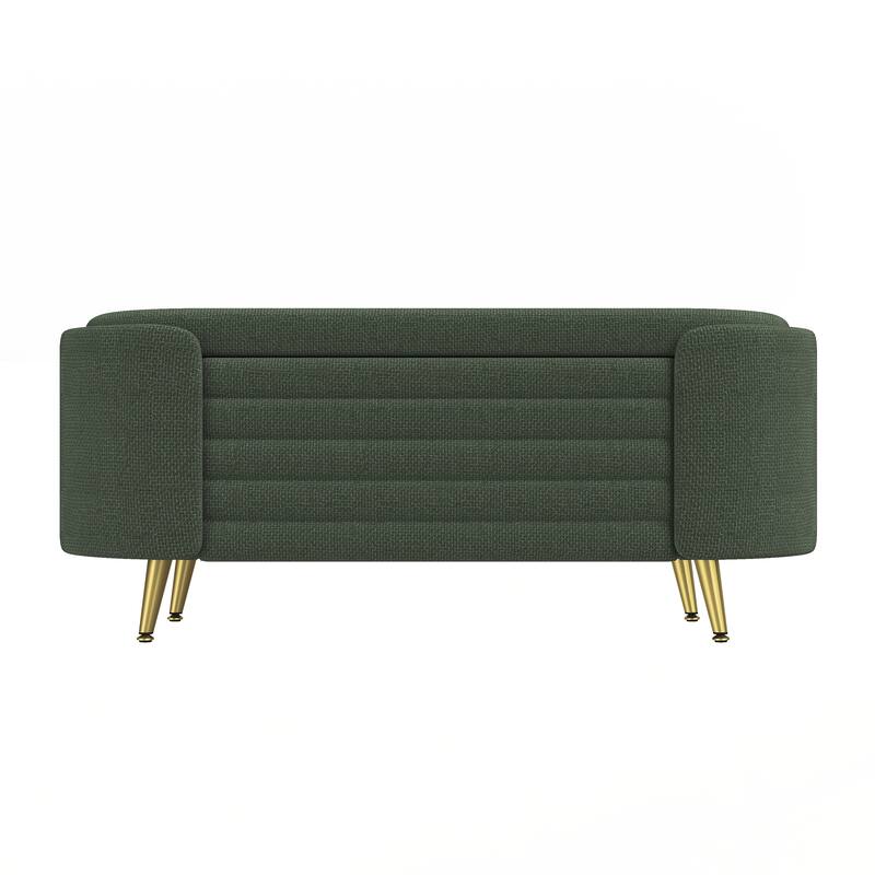 Modern Storage Ottoman Upholstered Storage Bench End of Bed Bench Entryway - Green