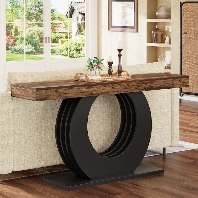Industrial 63" Console Sofa Table with Stylish Metal Base for Entryway