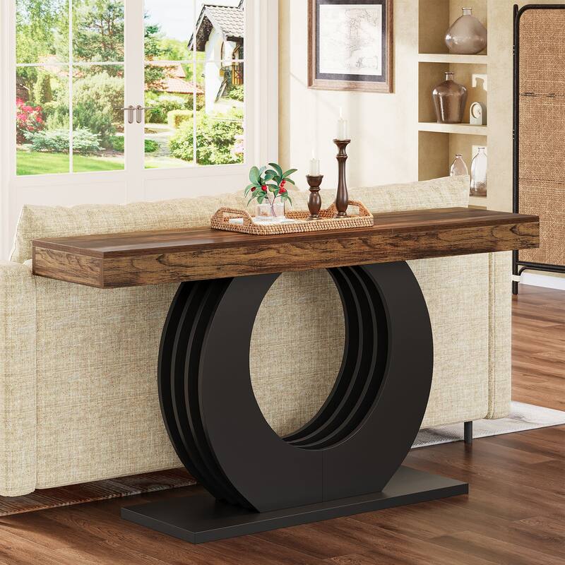 Wood Console Sofa Table, 63-Inch Rustic Farmhouse Entryway Table