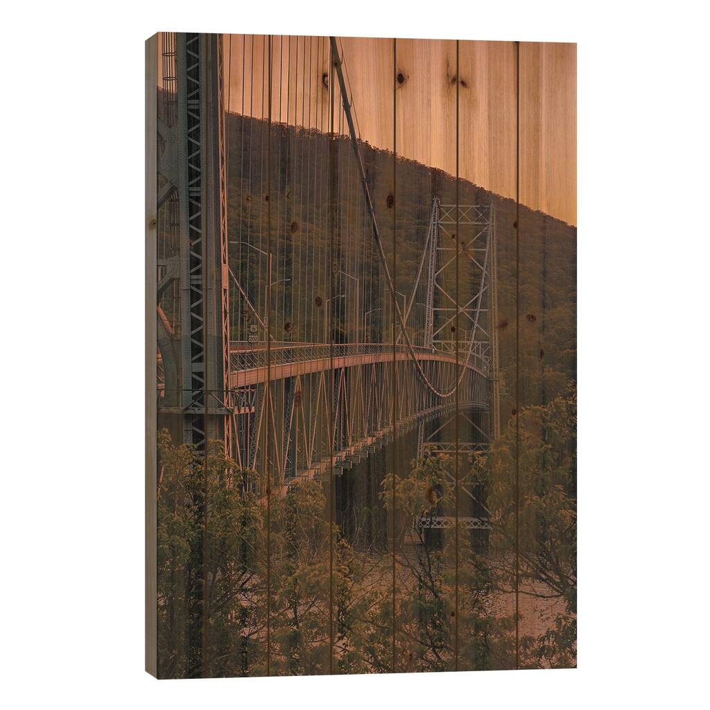 Bear Mountain Bridge Sunset Print On Wood by Jon Bilous - Multi-Color