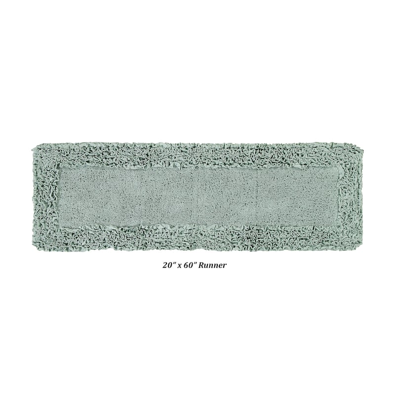 Better Trends Shaggy Border Collection Bathroom Rug -100% Cotton Tufted, Non-Skid Spray Latex Backing, Machine Washable Bath Mat - 20" x 60" Runner - Sage