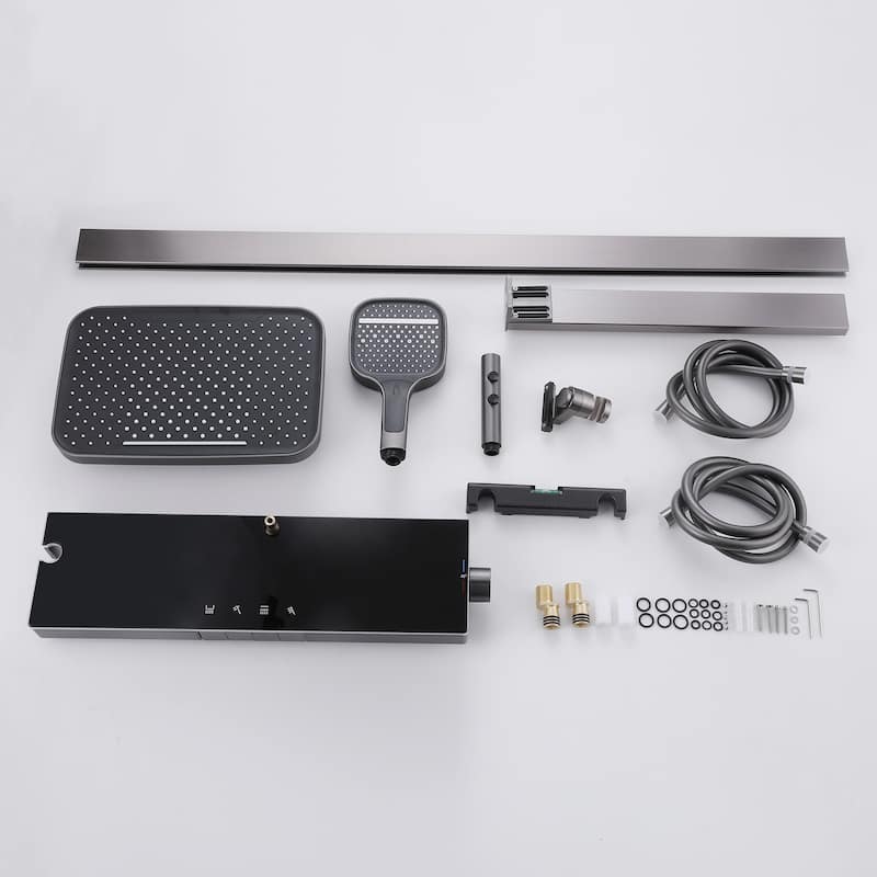 14.17" Digital Display Thermostatic Shower System with Rough in-Valve, Rainfall Shower Faucets
