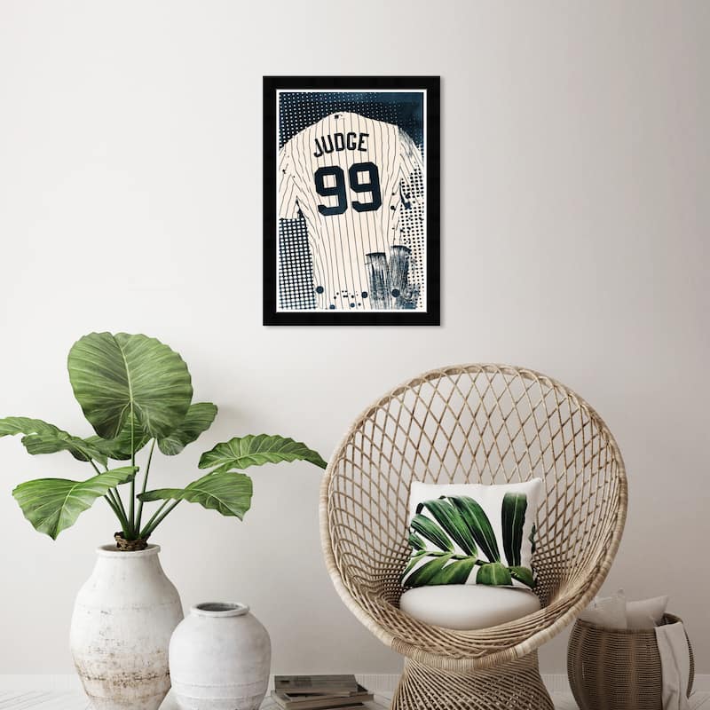 Wynwood Studio Prints 'Navy Baseball Jersey' Blue Wall Art