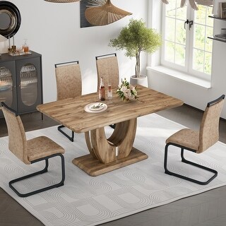 5 Piece Modern Dining Table Set, Rectangular Kitchen Table Set with ...