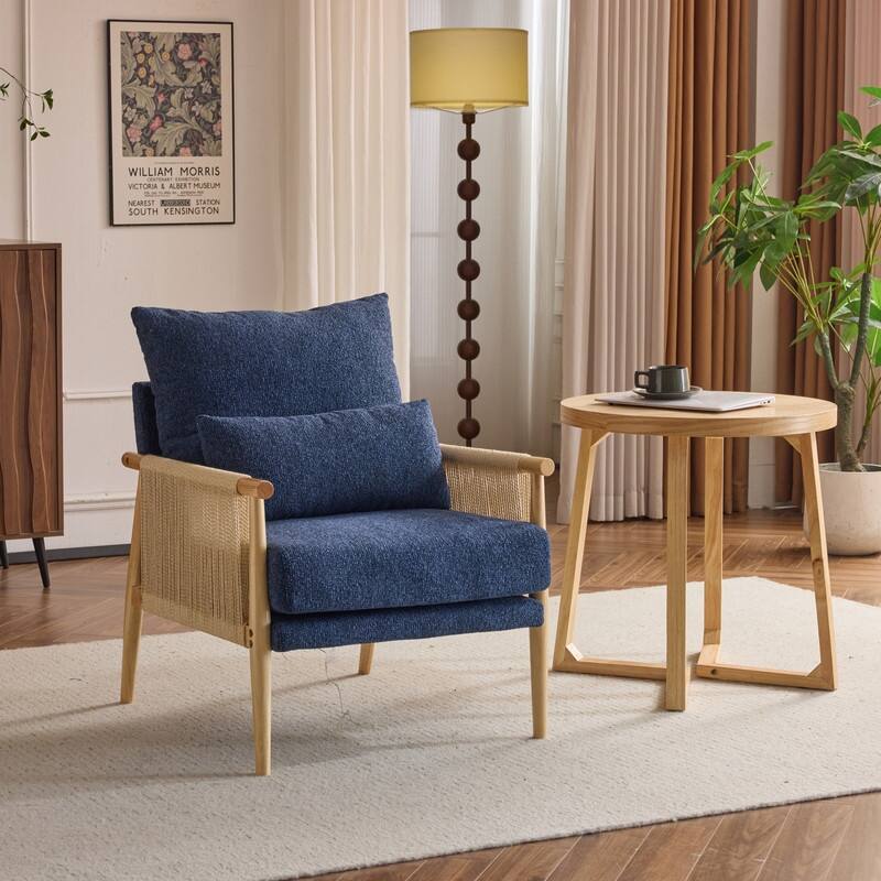 Chenille Accent Chair with Pillow - Blue