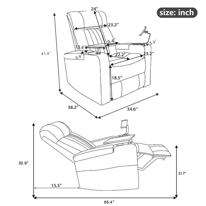 Multifunctional 270° Swivel Home Theater Power Recliner