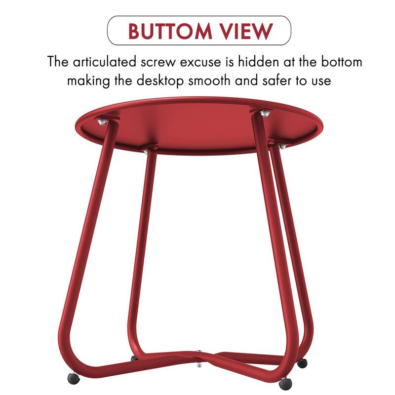 Patio Side Tables for Outside, Small End Table Accent Table Metal Round for Deck Garden Porch Balcony Yard Lawn
