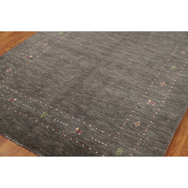 Tribal Gabbeh Indian Area Rug Handmade Modern Wool Carpet - 5'1" x 7'8"