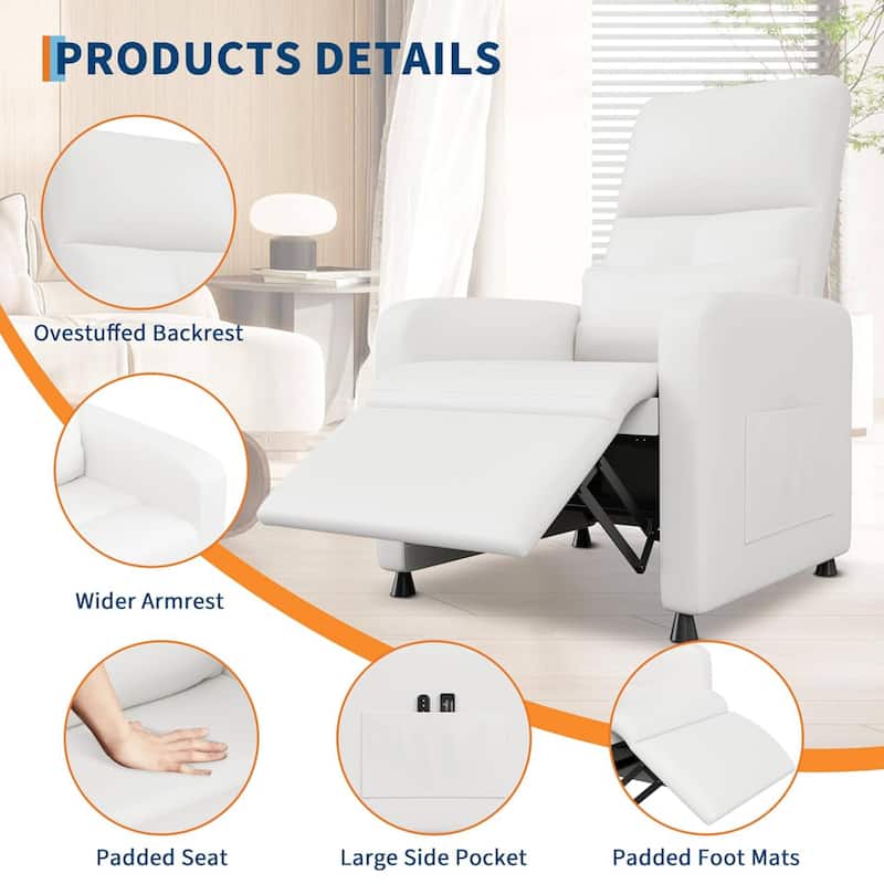 Adjustable Electric Power Recliner Chair, PU Leather Single Sofa for Living Room