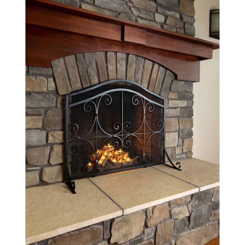 Small Crest Flat Guard Fireplace Screen