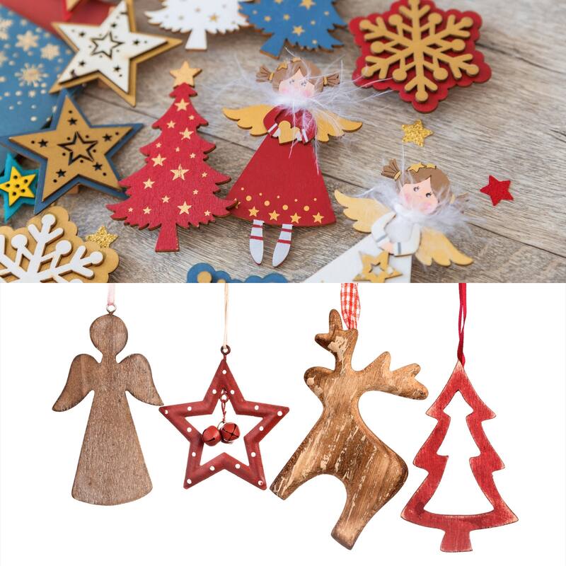 20 Pcs Wooden Christmas Ornaments Paintable Wooden Dove Crafts