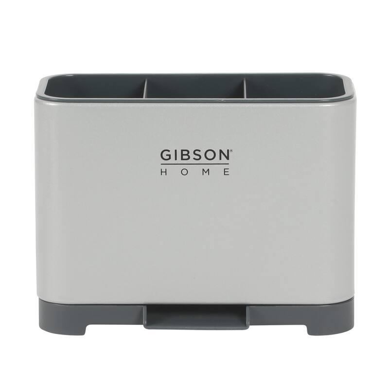 Gibson Home Ledgebrook Sink Caddy - Kitchen Organizer with Metal Panel, Sponge Holder, and Drain Board for Countertop Storage. - 7.12"x 3.74" x 5.3"