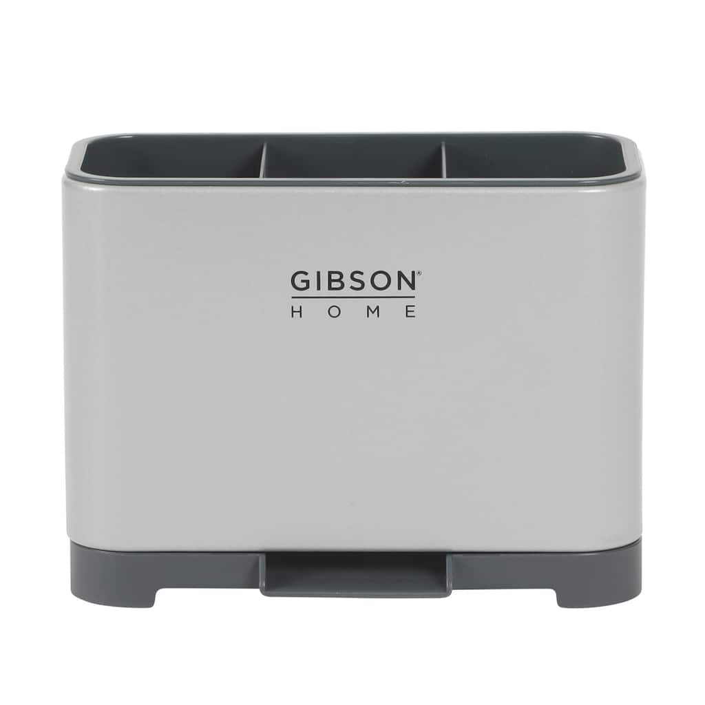 Gibson Home Ledgebrook Sink Caddy - Kitchen Organizer with Metal Panel, Sponge Holder, and Drain Board for Countertop Storage.