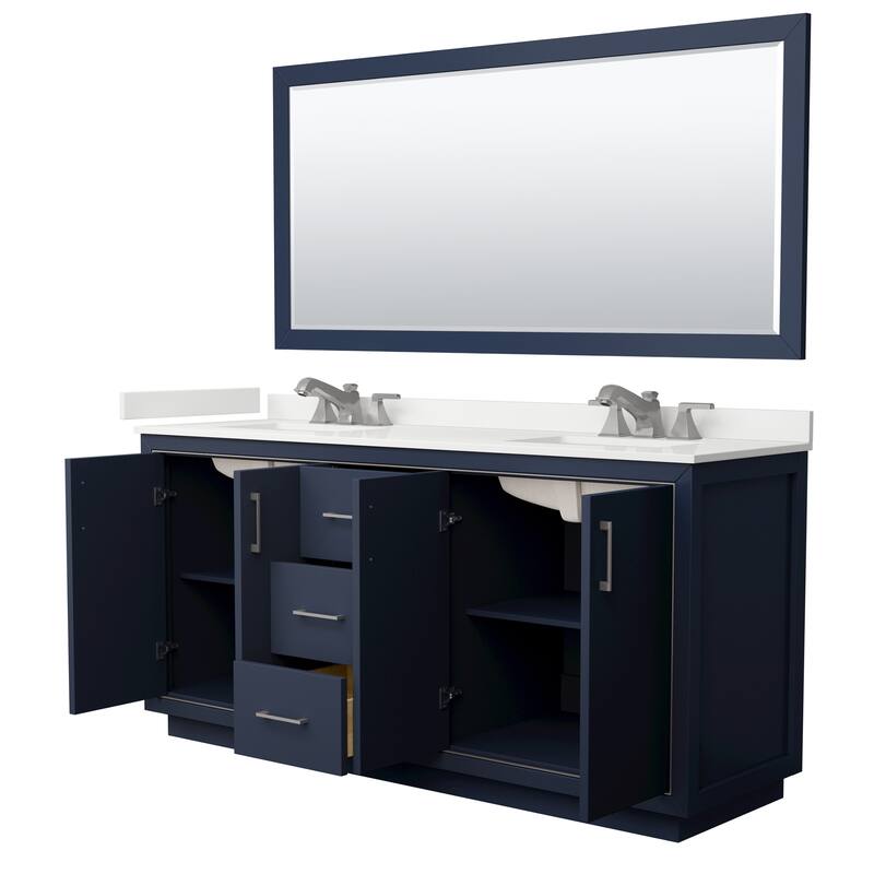 Icon 72-inch Double Vanity, Quartz Top, 70-inch Mirror