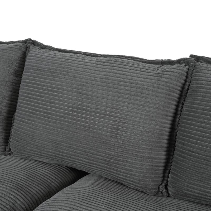 Modern Curved Corduroy Sofa with Decorative Throw Pillows, Plush, Sturdy, and Comfortable Couch for Living Room, Bedroom