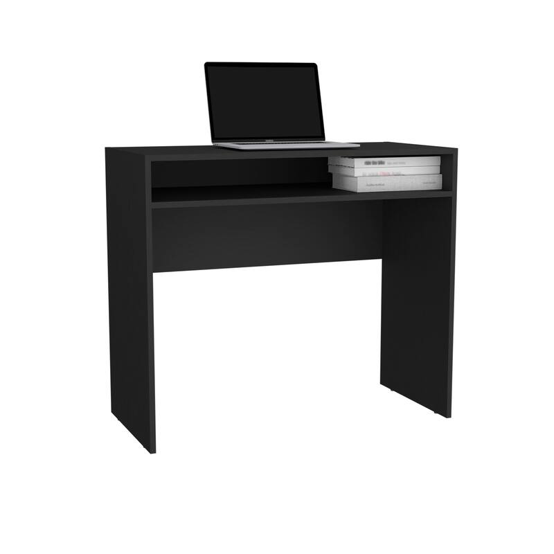 Compact 35" Writing Desk with Open Shelf, Space-Saving, Modern Design for Office and Home Spaces