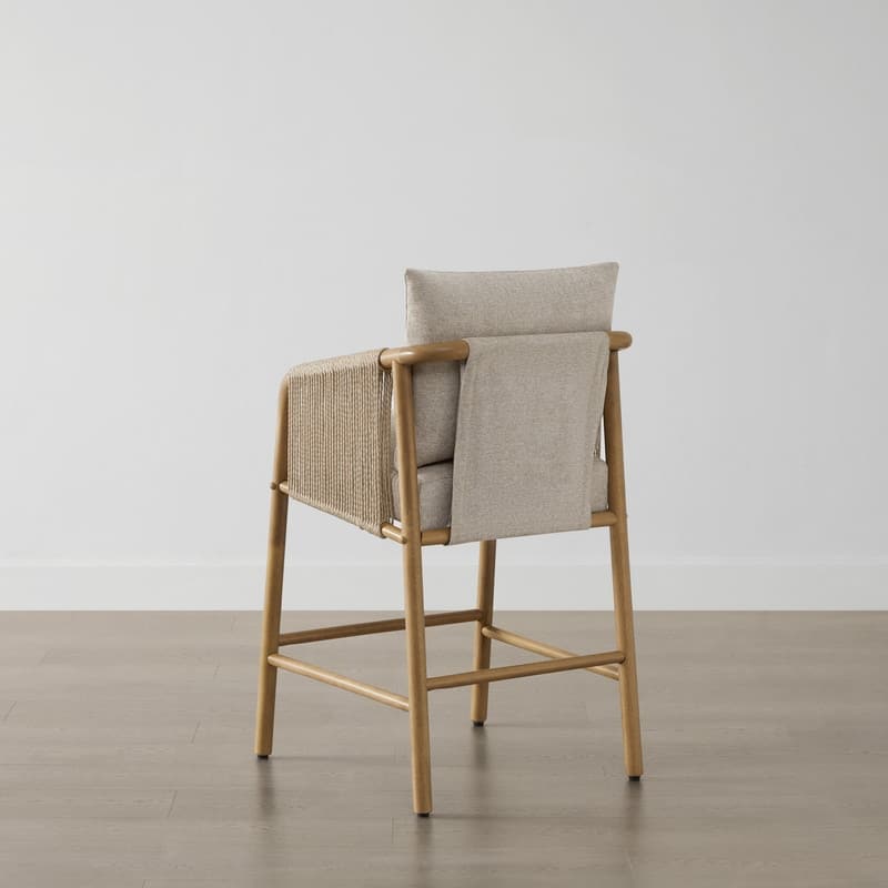 Lynn Counter Height Bar Stool with Braid Wood Arm Set of 2