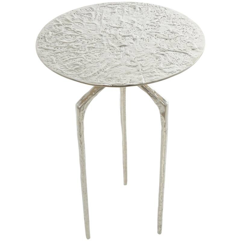 Aluminum Metal Geometric Slim Textured Accent Table - Silver, Gold or Gray - Roche River Decor