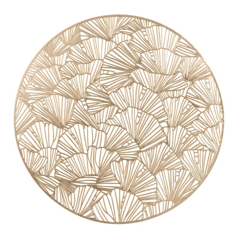 Home Details 4 Pack Round Shell Laser Cut Placemat - Gold - 15" x 15"