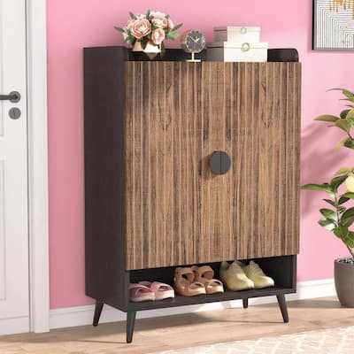 7 Tier Shoe Cabinet with Adjustable Shelves for Entryway Storage 29.5 Inch Height Durable Wooden Organizer for Home and Hallway
