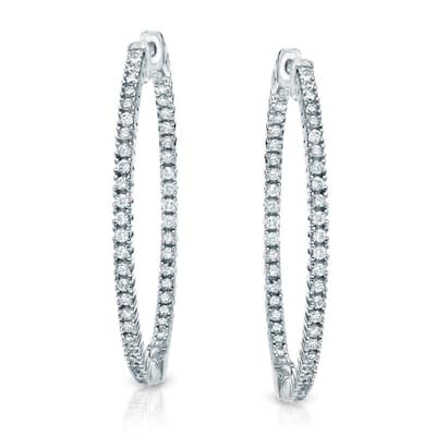 Auriya 14k Gold 3ctw Large Inside-out Diamond Hoop Earrings - 2.28-inch (J-K, I1-I2)