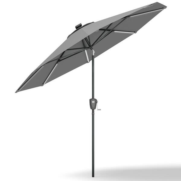 Shop 9 Ft Patio Solar Powered Umbrella With Led Light Overstock 31296222