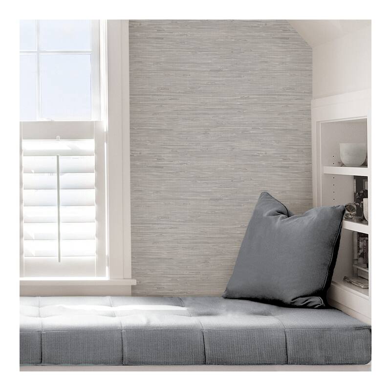 NuWallpaper Tibetan Grasscloth Silver Peel & Stick Wallpaper - 216in x 20.5in x 0.025in