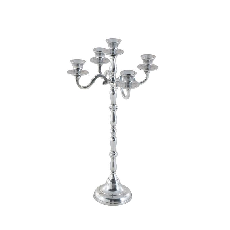 Aluminum Metal Candelabra - Silver - Roche River Decor - 10"W x 10"L x 23"H