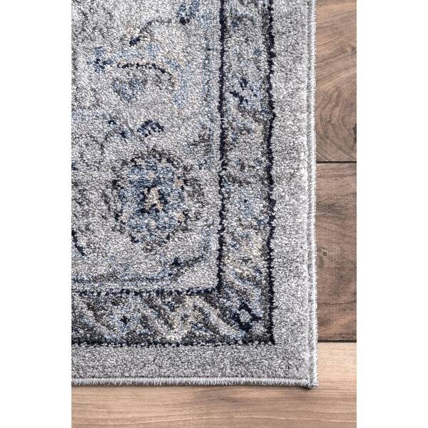 Shop Porch Den Nelson Faded Grey Floral Medallion Frame Area Rug 4 X 6 4 X 6 On Sale Overstock 26456932