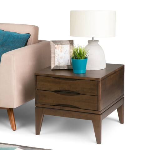 WYNDENHALL Pearson SOLID HARDWOOD 22 inch Wide Square Mid Century Modern End Side Table in Walnut Brown - 22 W x 22 D x 20 H