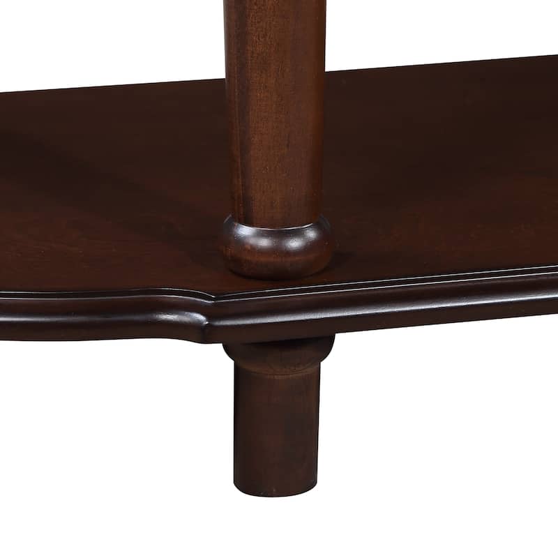 Anmytek Retro Curved Wood Console Table, Navy Blue Wood Top Solid Wood Entry Table with Open Shelf and 2 Drawers